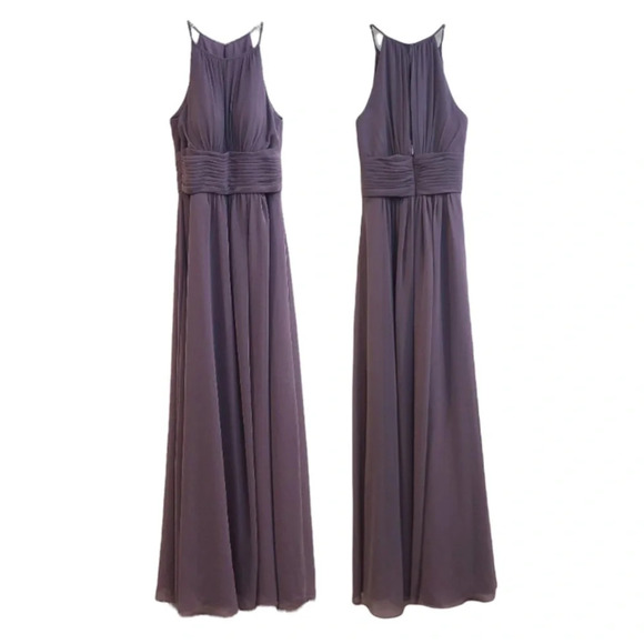 AZAZIE Mauve Chiffon Halter Formal Bridesmaids Maxi Dress C - Picture 1 of 9
